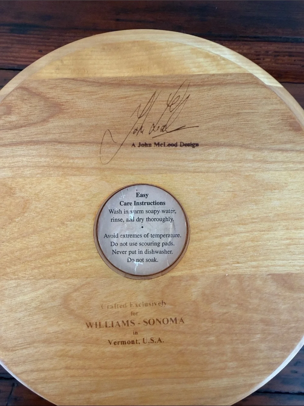 Williams Sonoma John McLeod Light Wood Serving Bowl with Natural Grain.